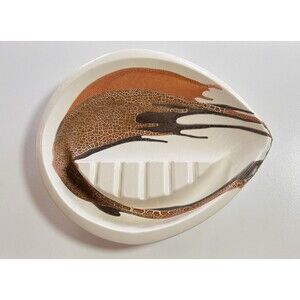 Vintage MCM Royal Haeger Earth Wrap Lava Crackle Drip Glaze Ashtray 2095 10.5”x9